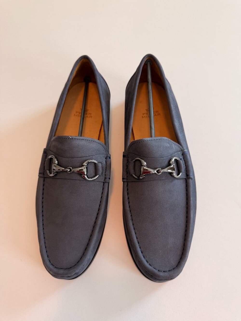 Peter Millar navy leather horse bit loafer, Size 9, NWT